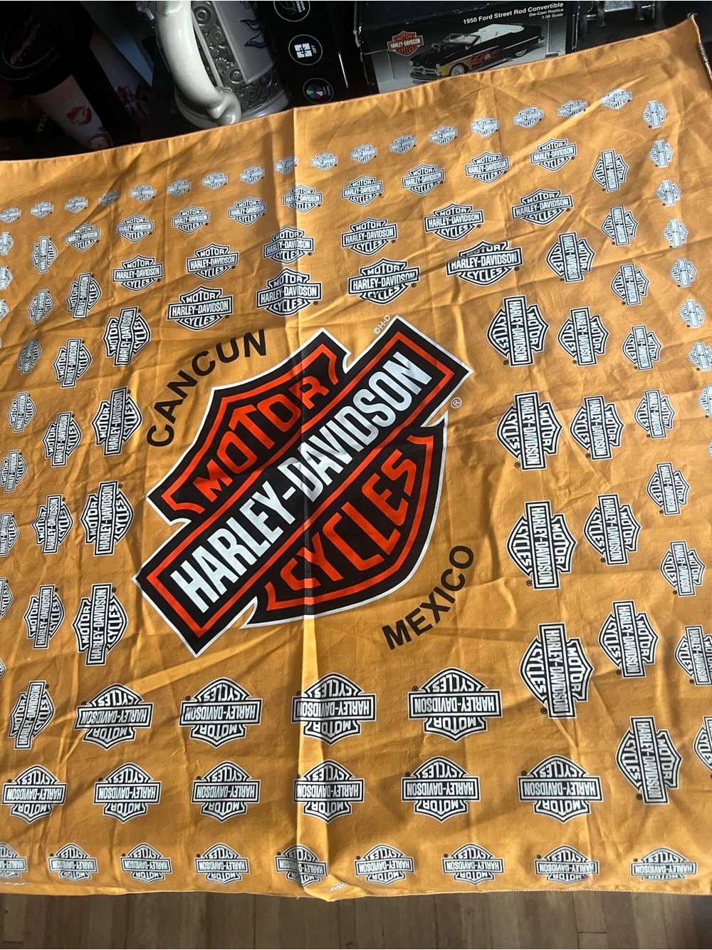 Harley-Davidson Orange and Black Logo Bandana